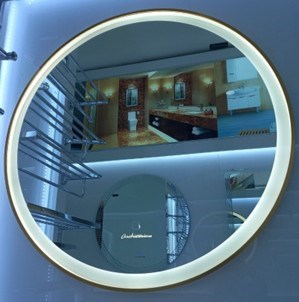 Gương LED khung nhôm vàng