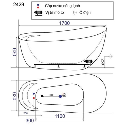 BỒN TẮM MASSAGE BTTD-2429MS